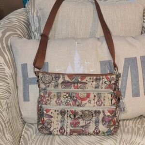 Sakroots Artistic Pattern Crossbody Bag with Brown Strap